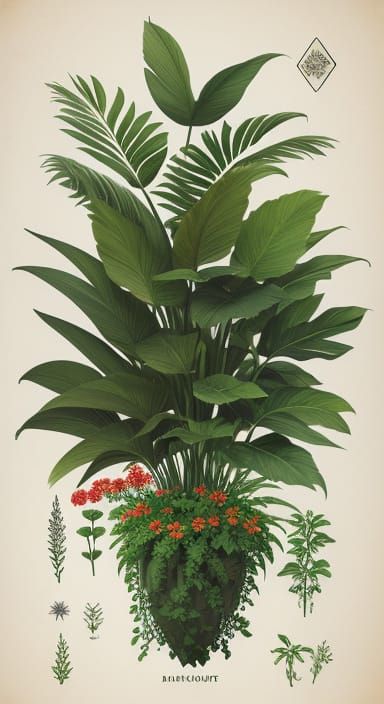 Botanical Scene in Matte Painting Style