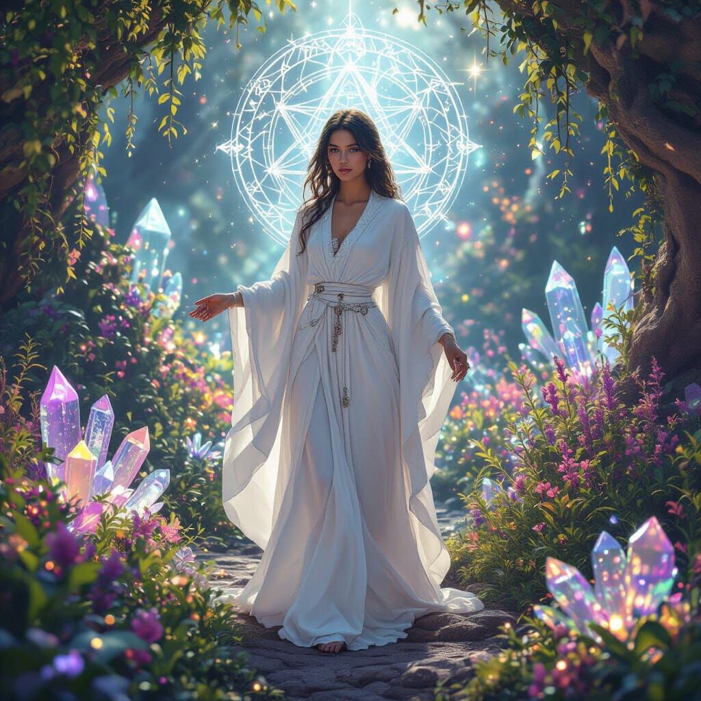 Celestial Garden: A Serene Woman in Ethereal Light