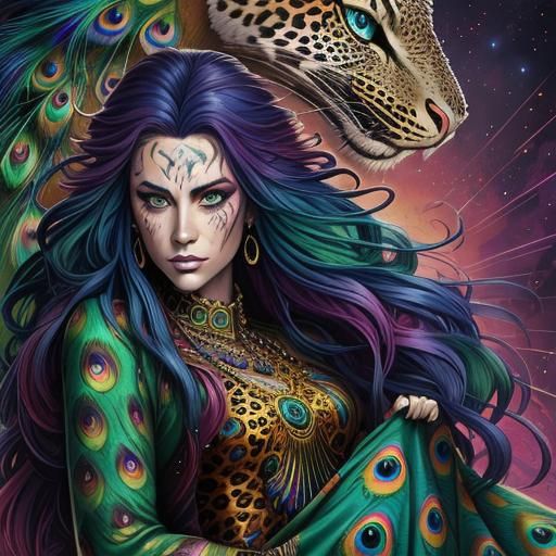 Woman with Rainbow Dragon Scales, Comic Book Art