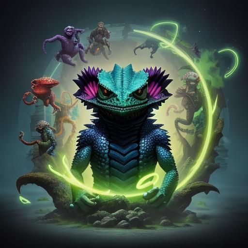 Playful Anthropomorphic Chameleon Character Design