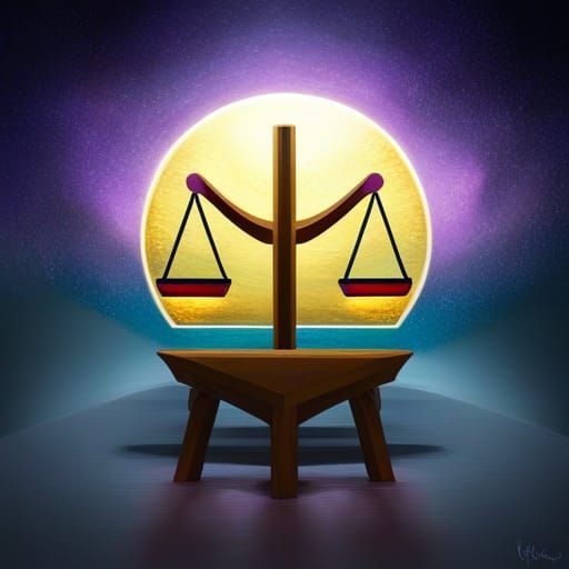 Cyberpunk Libra Symbol in Oil Painting Style