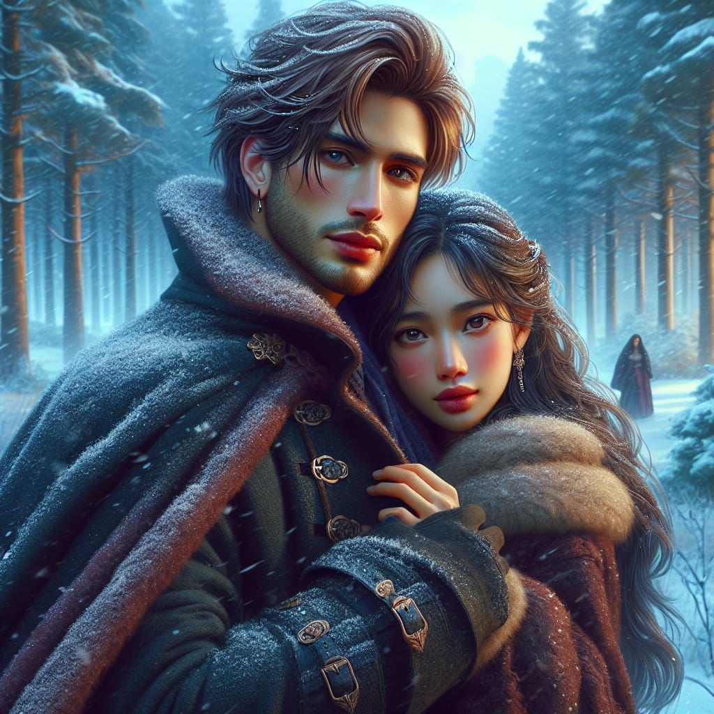 Magical Snowy Forest Scene in Fantasy Concept Art