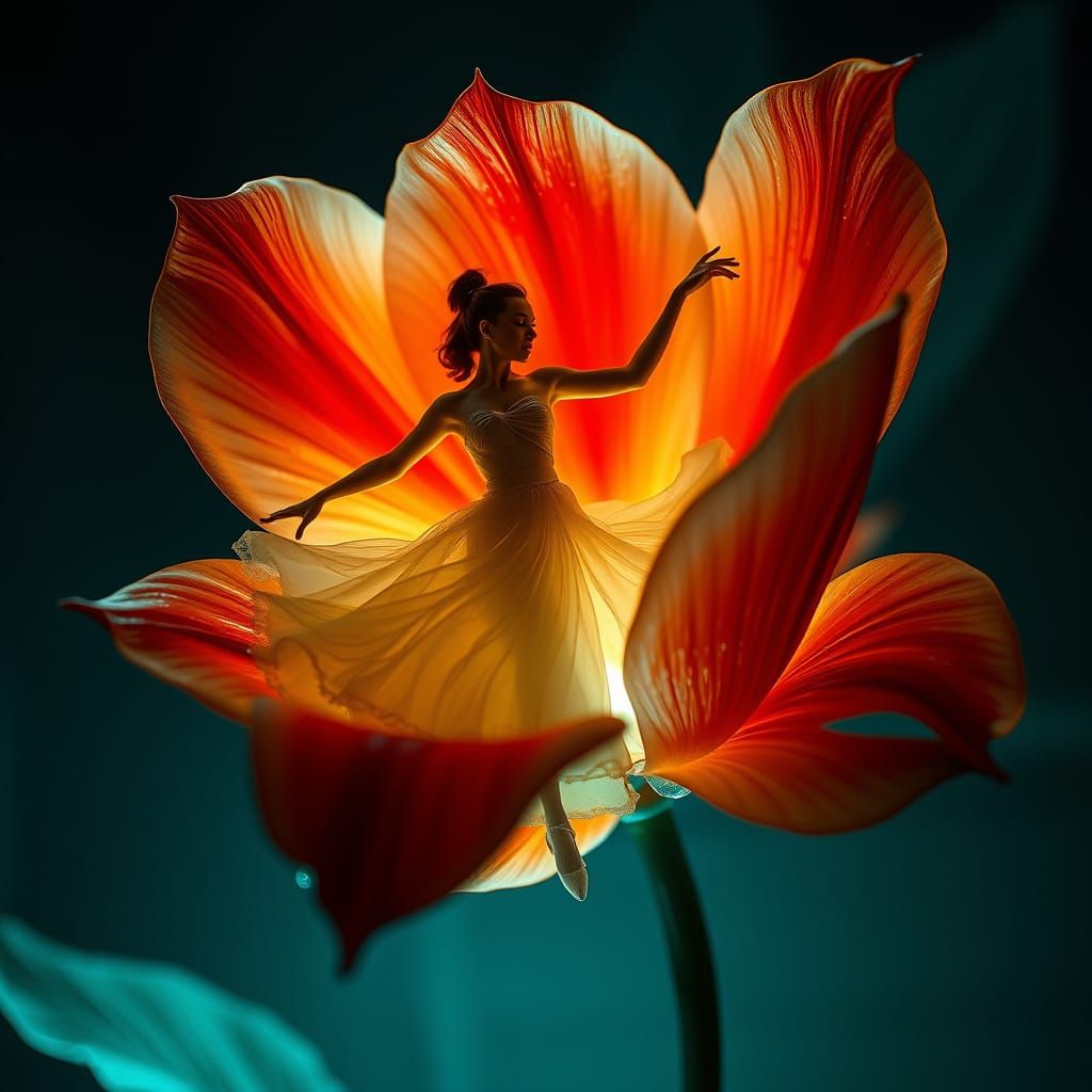 Enigmatic Dancer Within a Glass Flower
