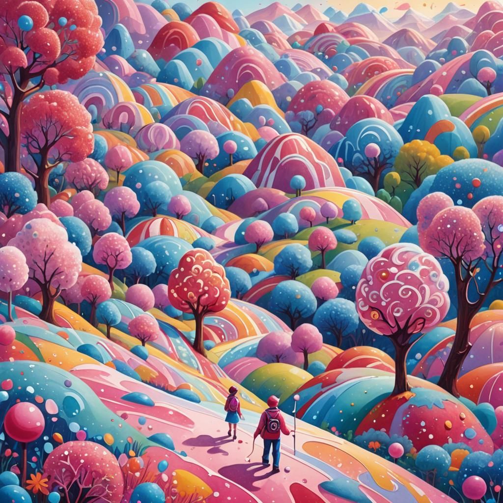 Kirby in Candyland: A Gouache Illustration