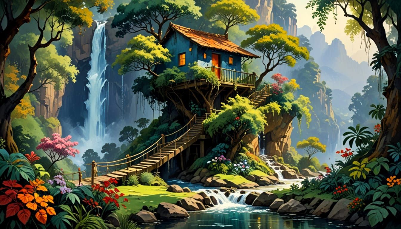 TARZAN in a Vibrant Expressionist Jungle Scene with Impasto ...