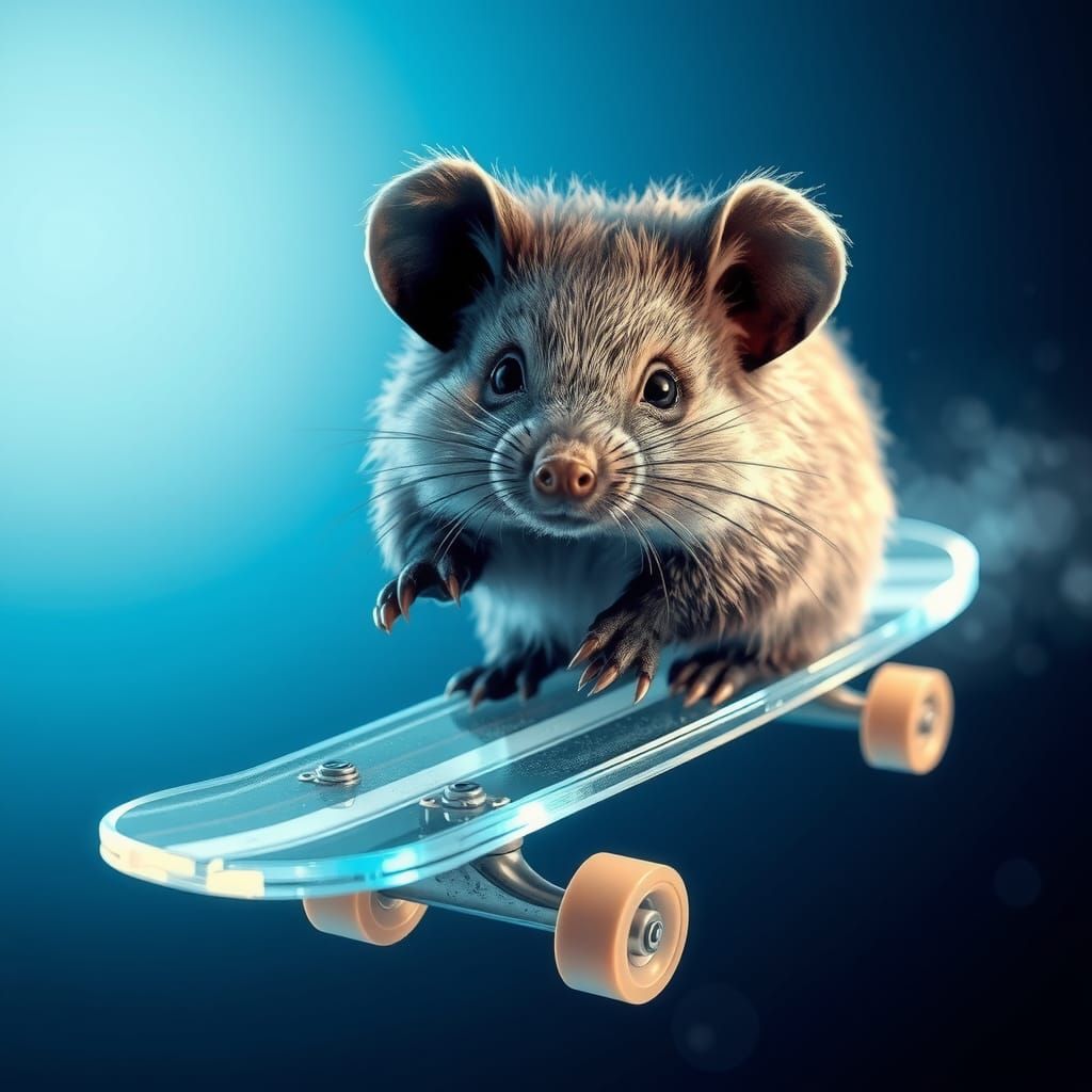 Punk Wombat on Crystal Skateboard: Hyperrealistic Digital Ar...