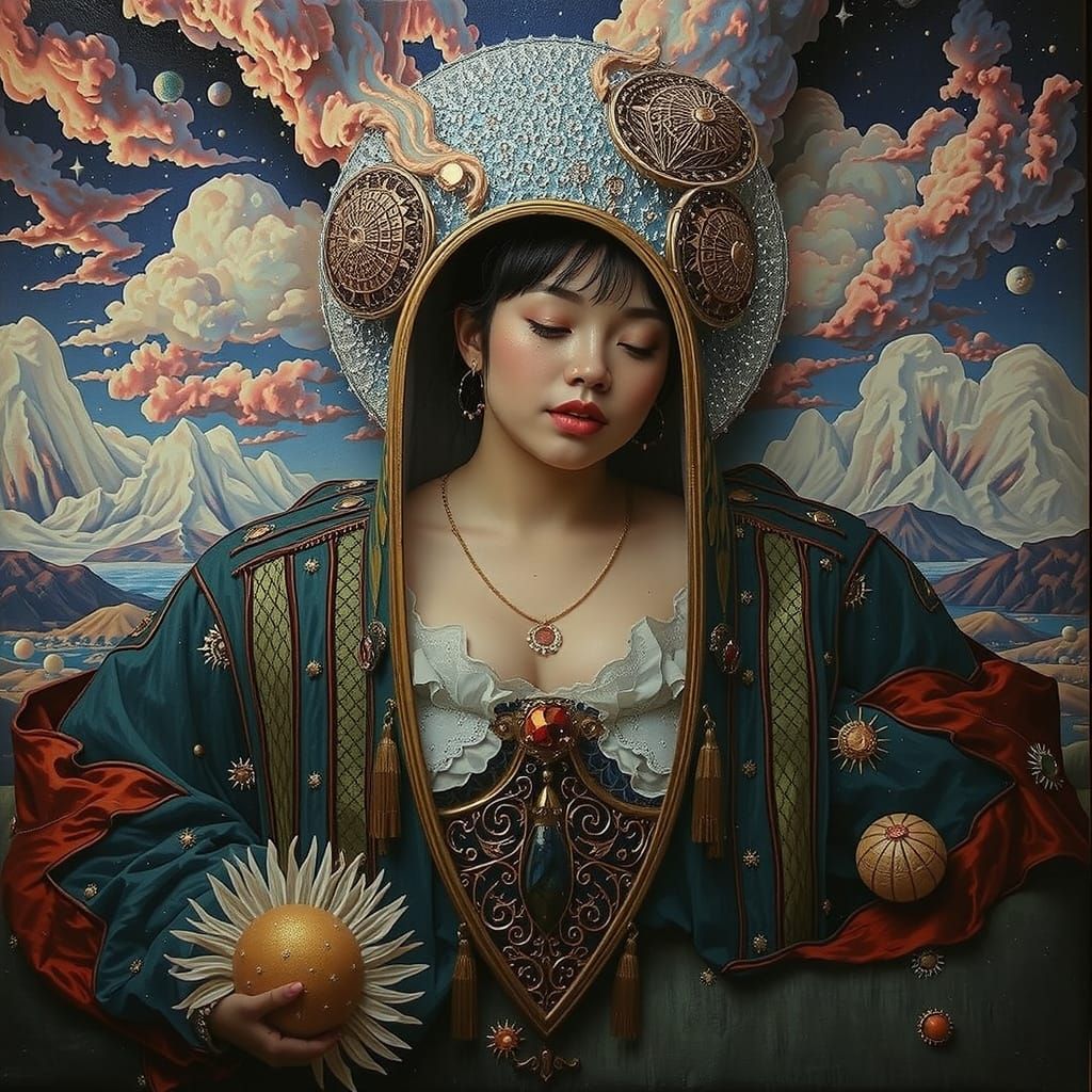 Dreamlike Amoeboid Landscape Gouache Painting