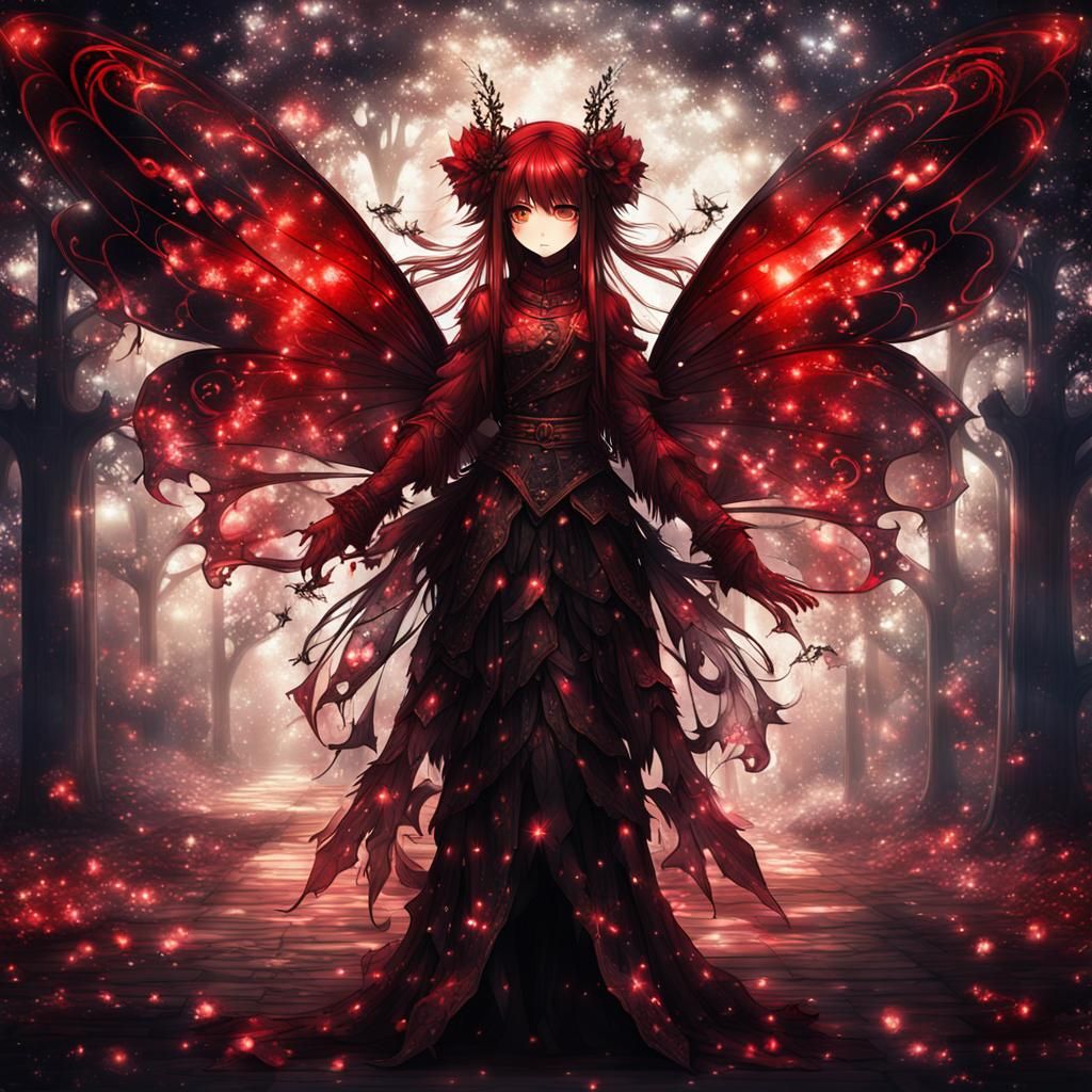Anime Fairy with Black Magic in HDR