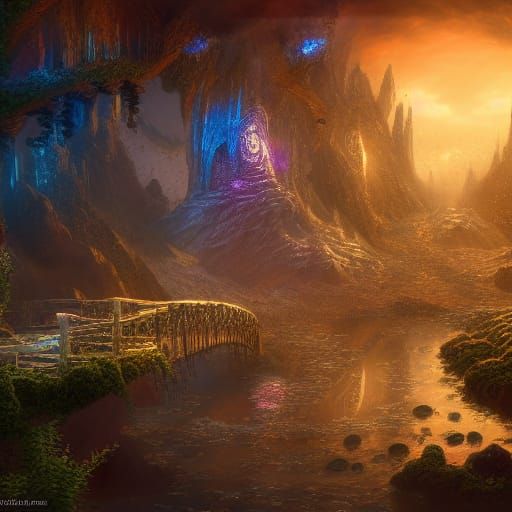 Fantastical Crystalline Mineshaft in Detailed Matte Painting