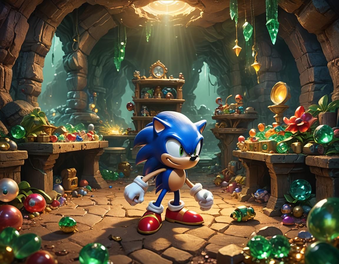 Dr. Eggman and Sonic Find Emeralds: Pixar-Style 3D Art