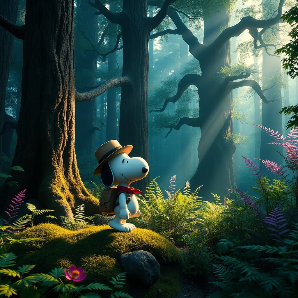 Snoopy Hunts Sasquatch in Enchanted Emerald Realm