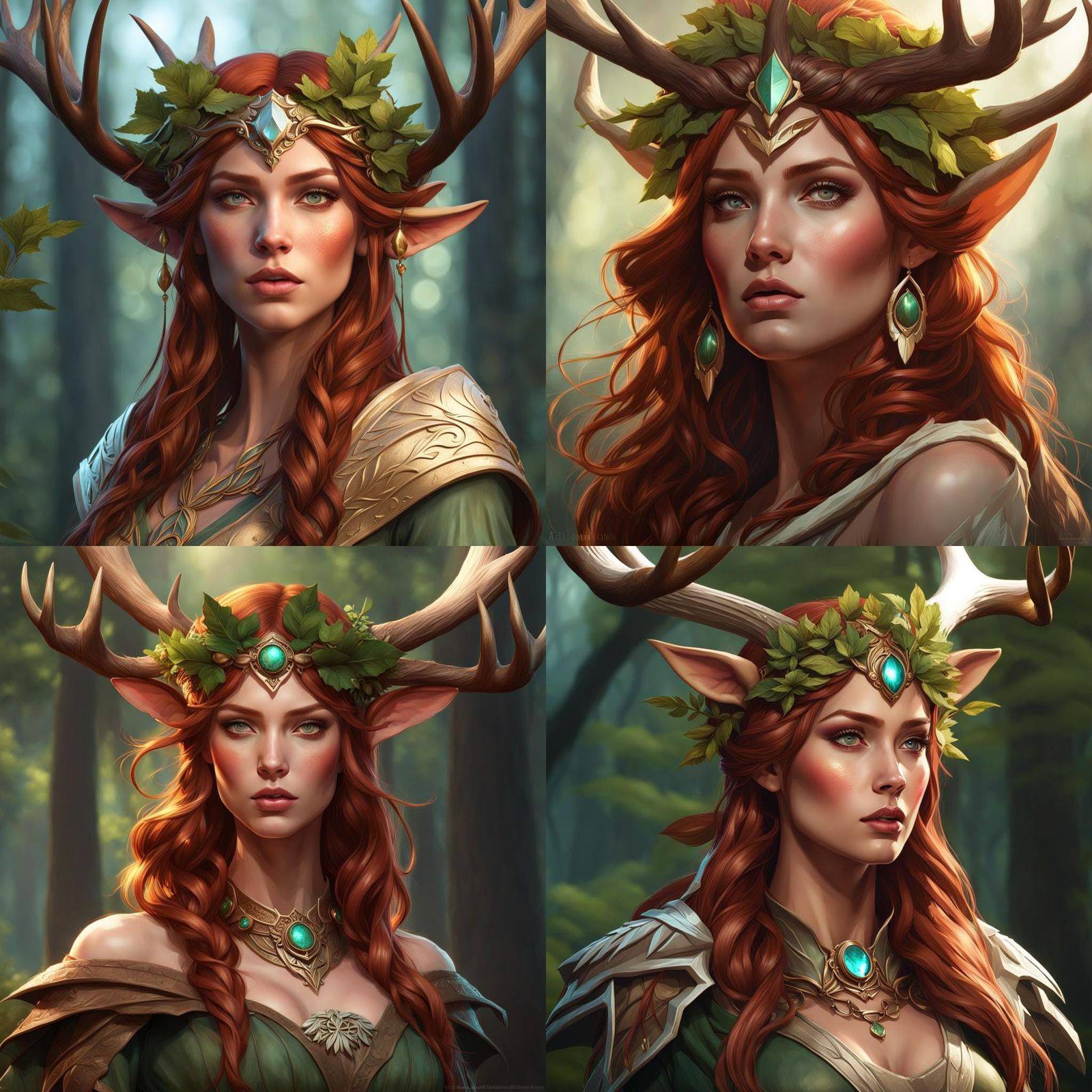 Wood Elf Portrait in Hyperdetailed Style