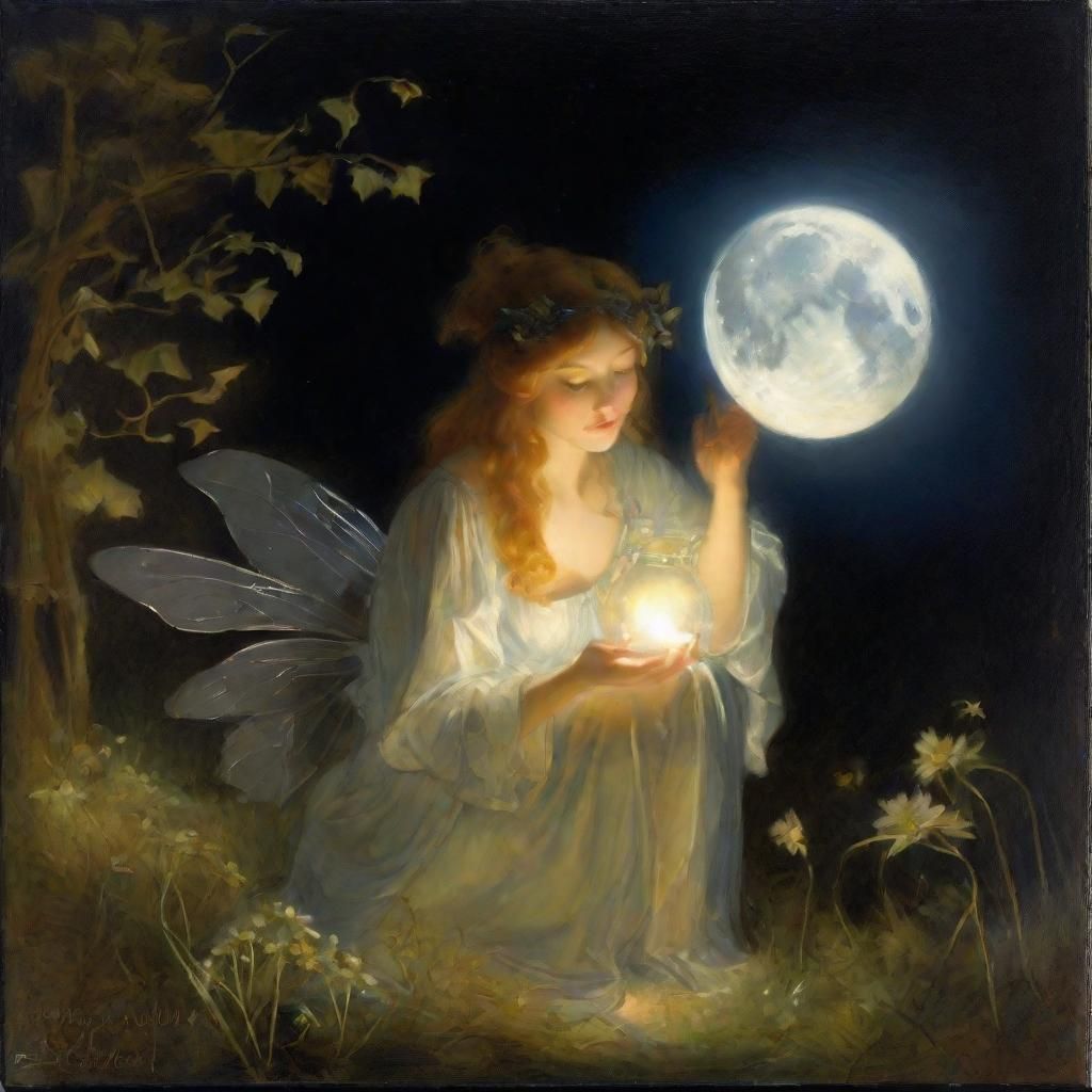 Moonlit Fairy in Bio Art Experimentation, Golden Age Style