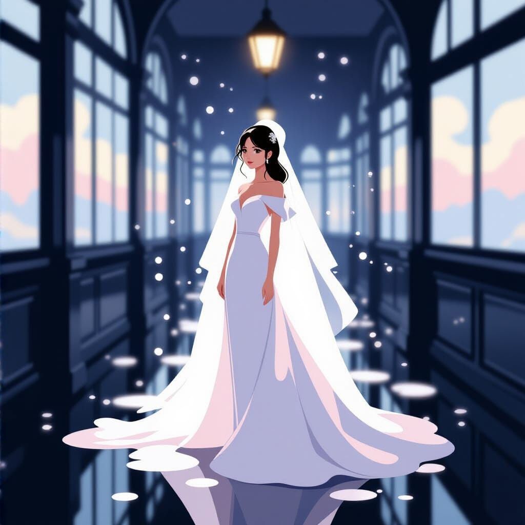 Anime-Inspired Digital Painting of Lorelei in White