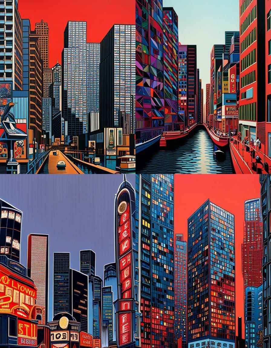 Vibrant City Pop Landscape Art