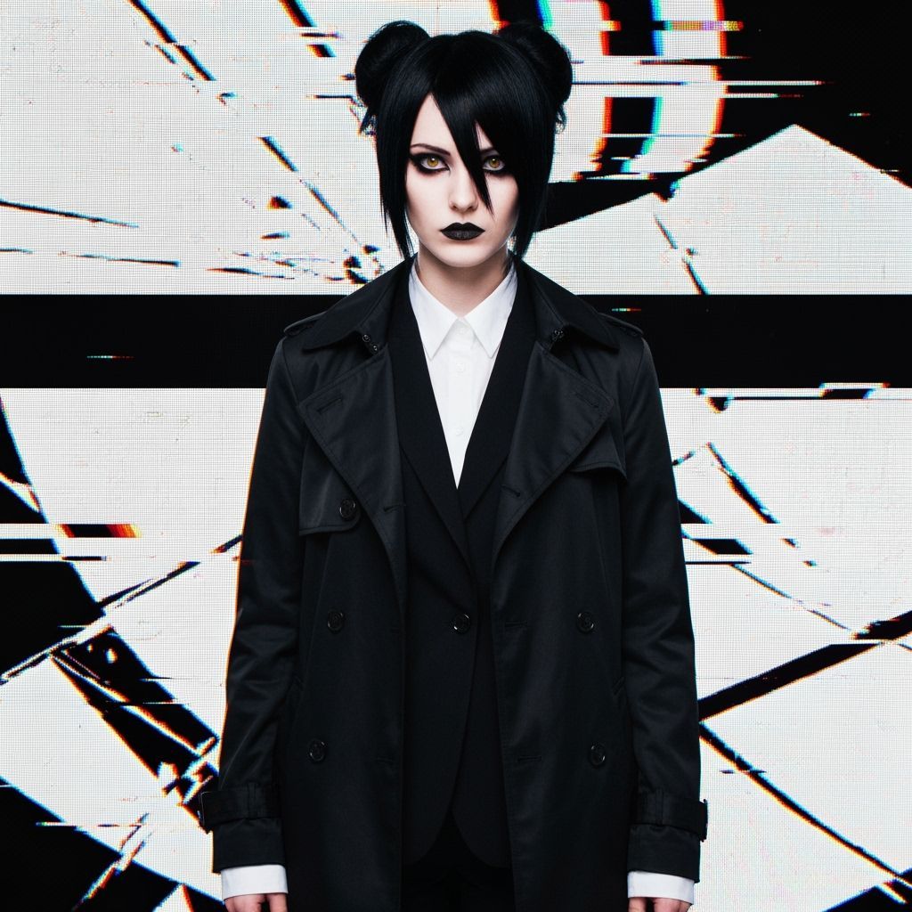 Emo Scene Girl in Glitch Aesthetic