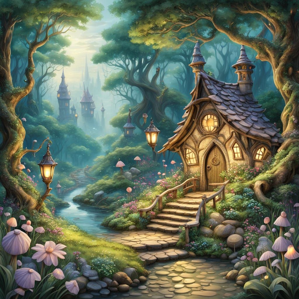 Whimsical Gnome Village in Storybook Style