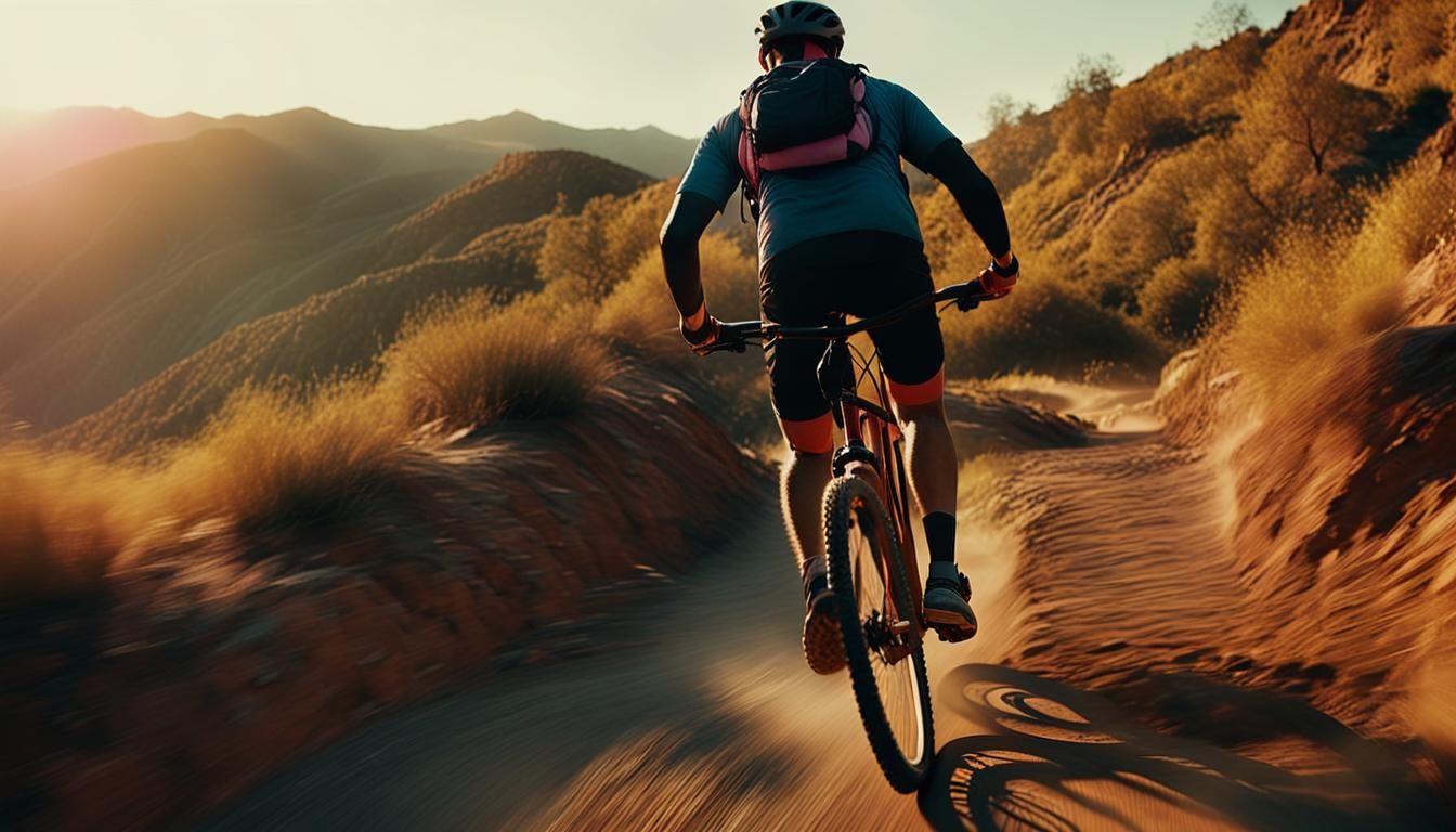 Mountain Biker at Sunset in Cinematic Style