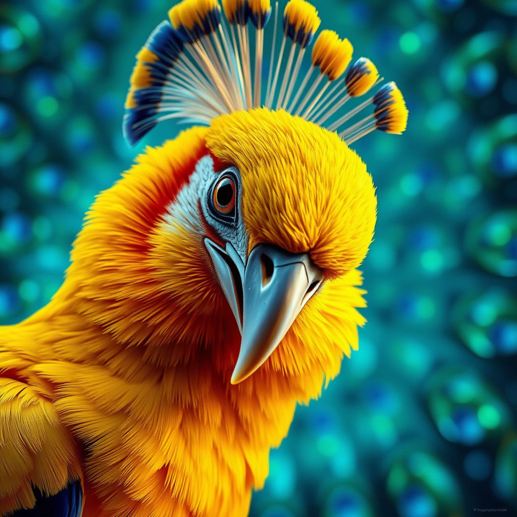 Majestic Peacock in Hyperrealistic Splash Art