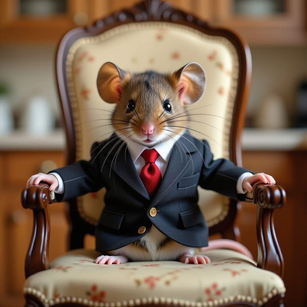 Mouse in Miniature Suit Portrait