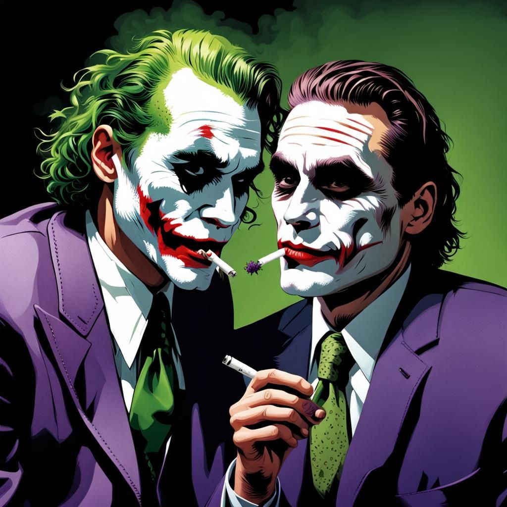 The Joker and Patrick Bateman Smoking Weed