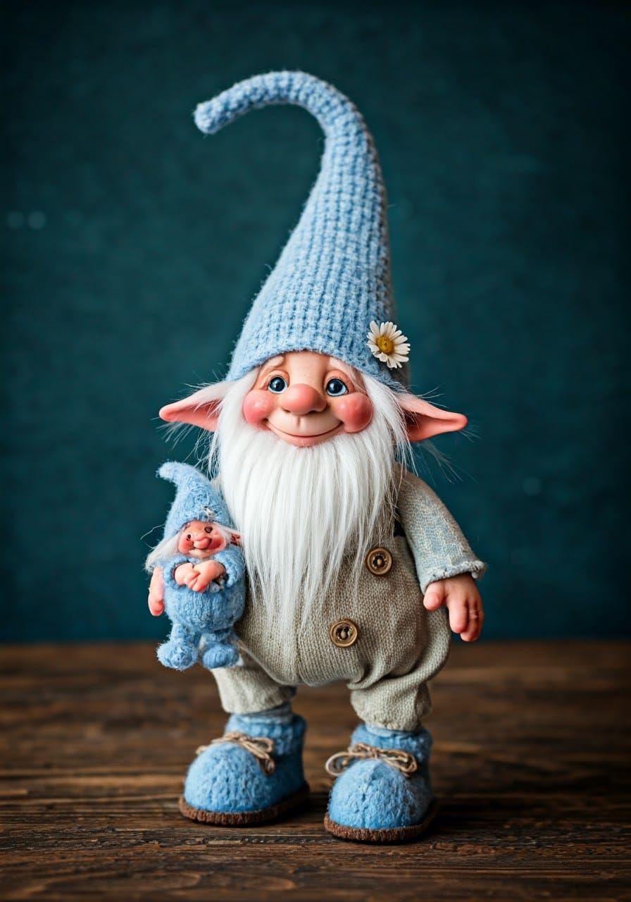 Happy Plushie Gnomes in Cute Boots: Textile Art