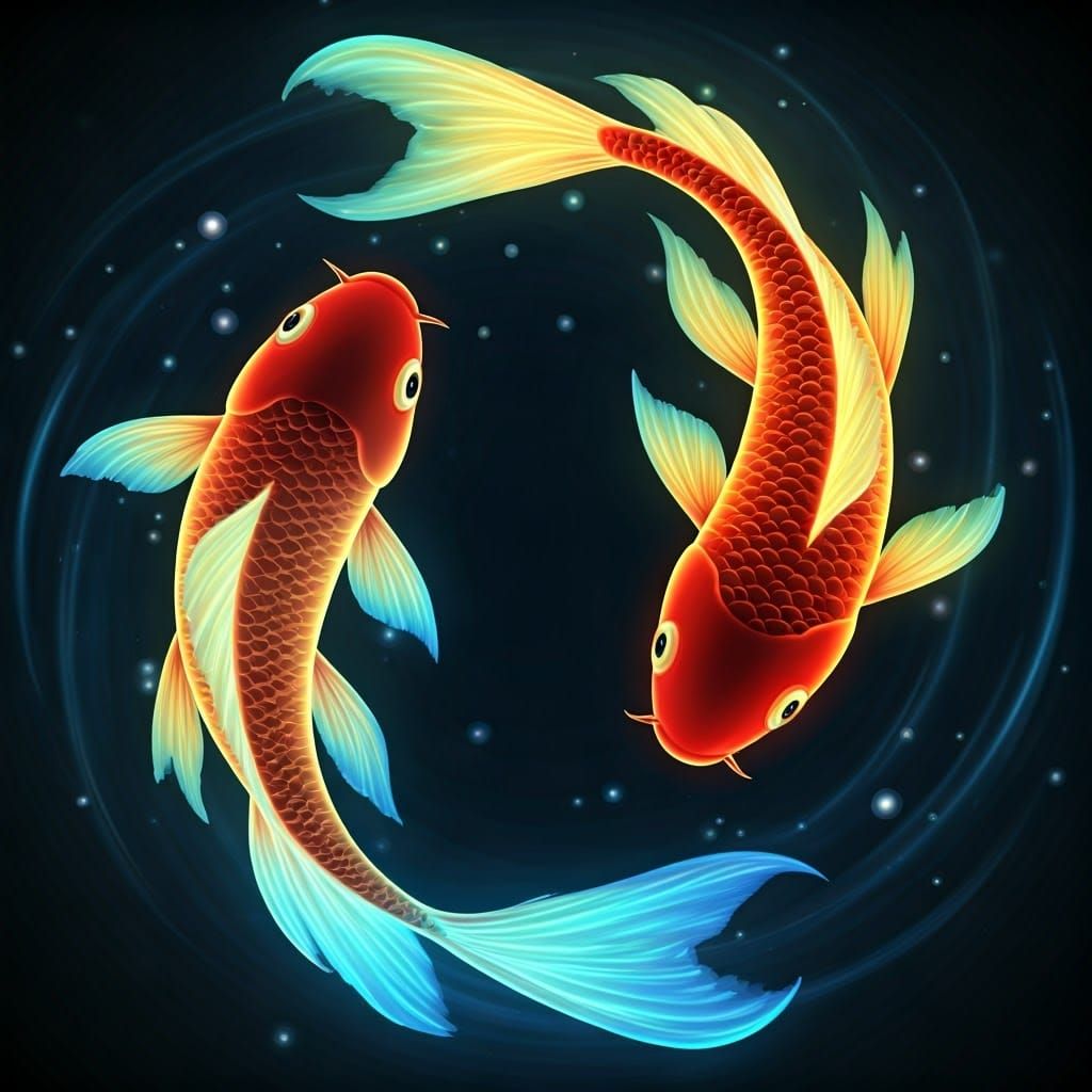 Ethereal Koi Dance in Cosmic Harmony