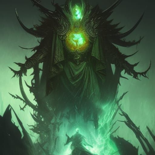 Dark Fantasy Chaos Mage with Green Magic