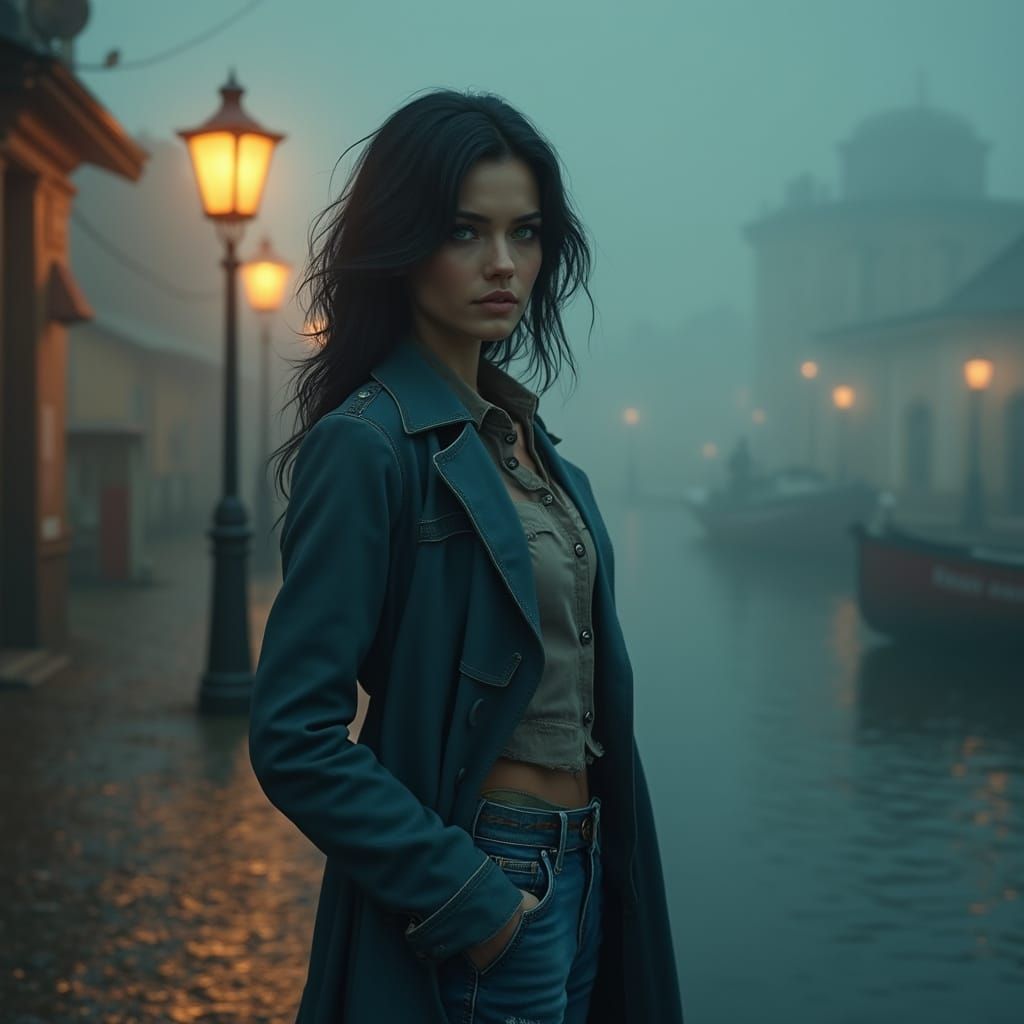 Hyperrealistic Portrait of a Contemplative Woman Spy