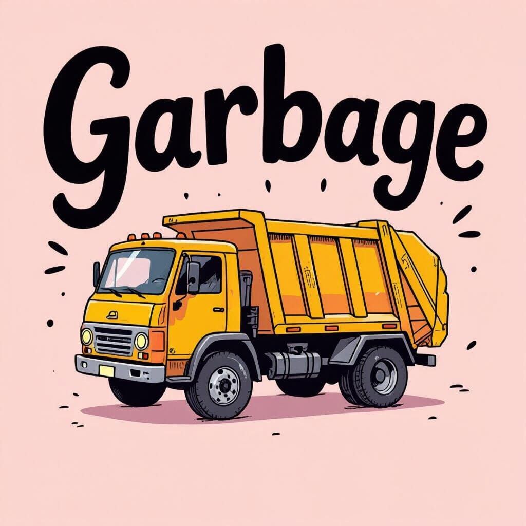 Whimsical Garbage Truck on Pastel Pink