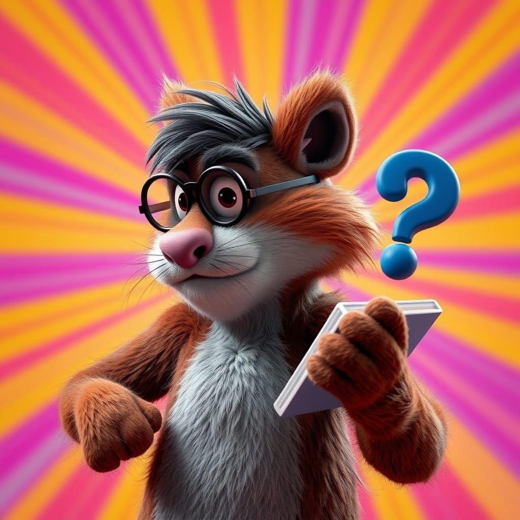 Furry Philosopher Battles Existential Crisis in Vibrant Digi...