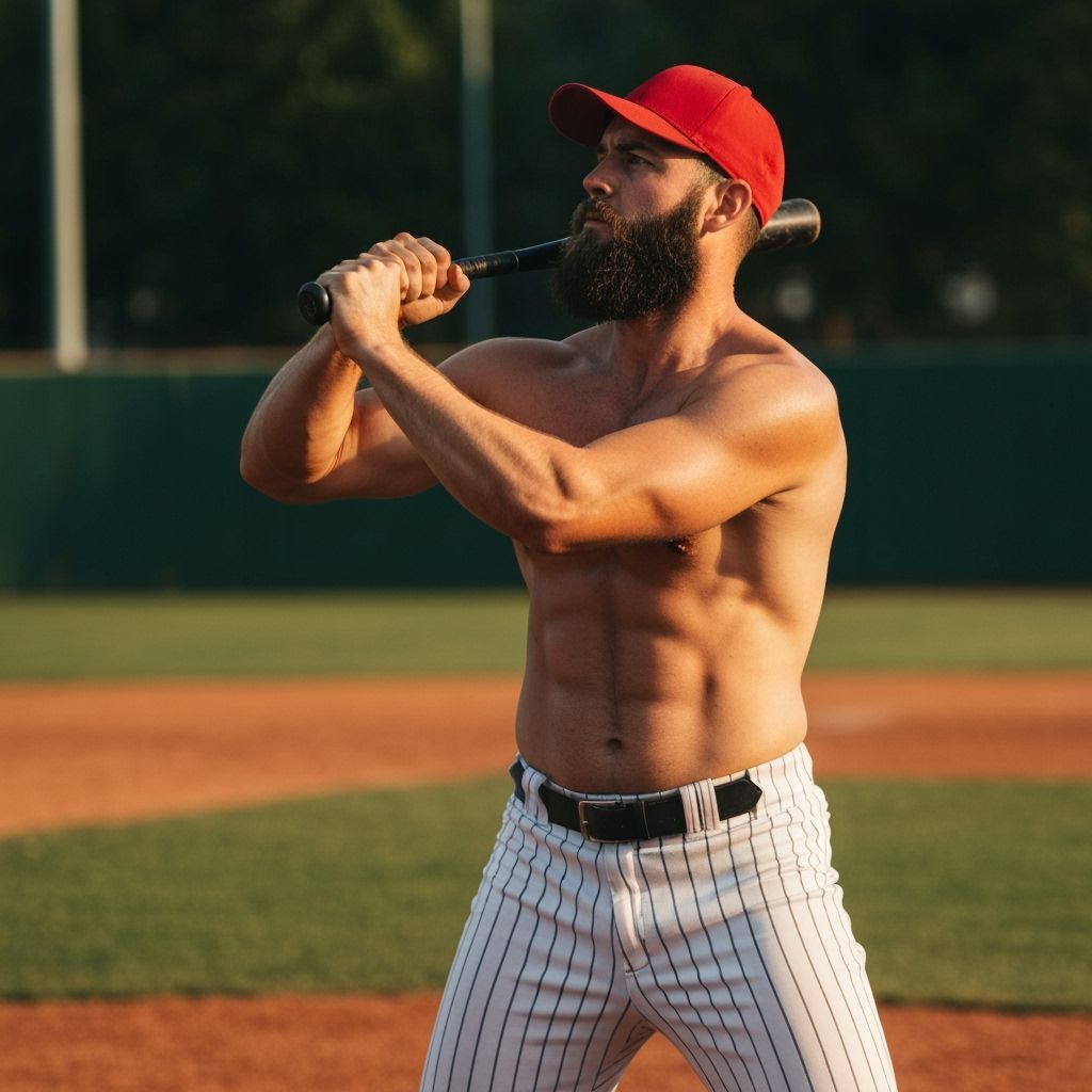 Muscular Baseball Player in Golden Hour Light