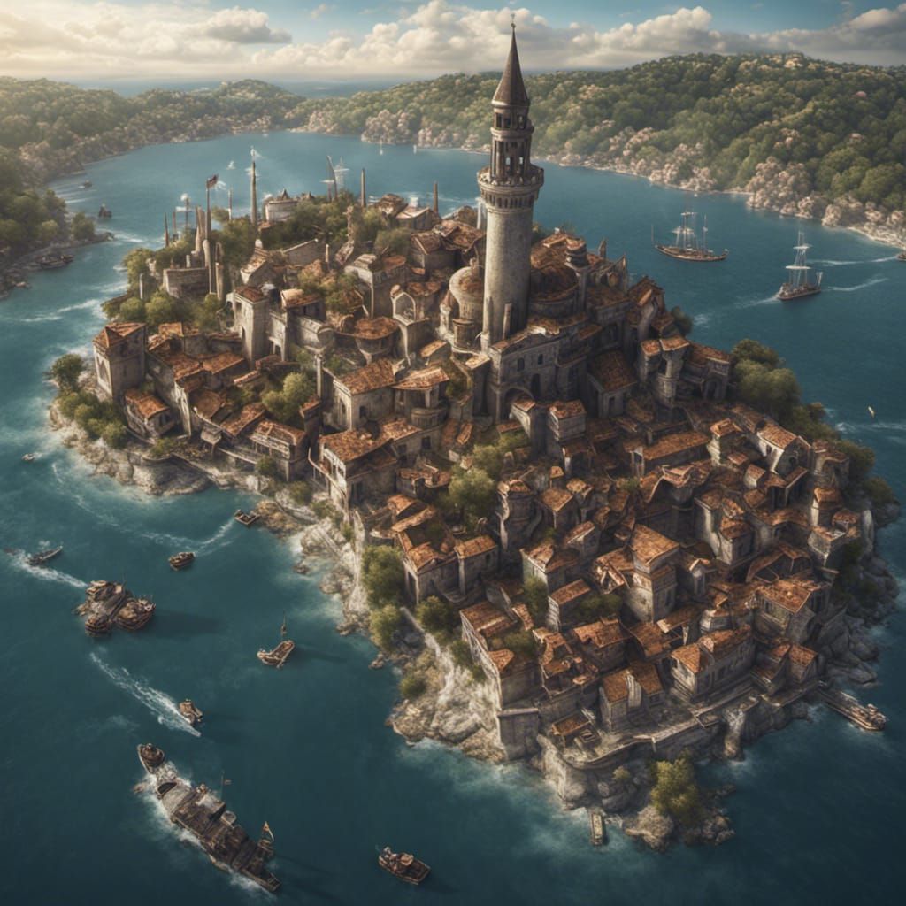 Bosphorus Bird's Eye View in Detailed Matte Painting