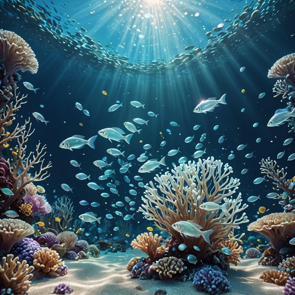 Underwater Crystal Coral Scene in Abstract Expressionism