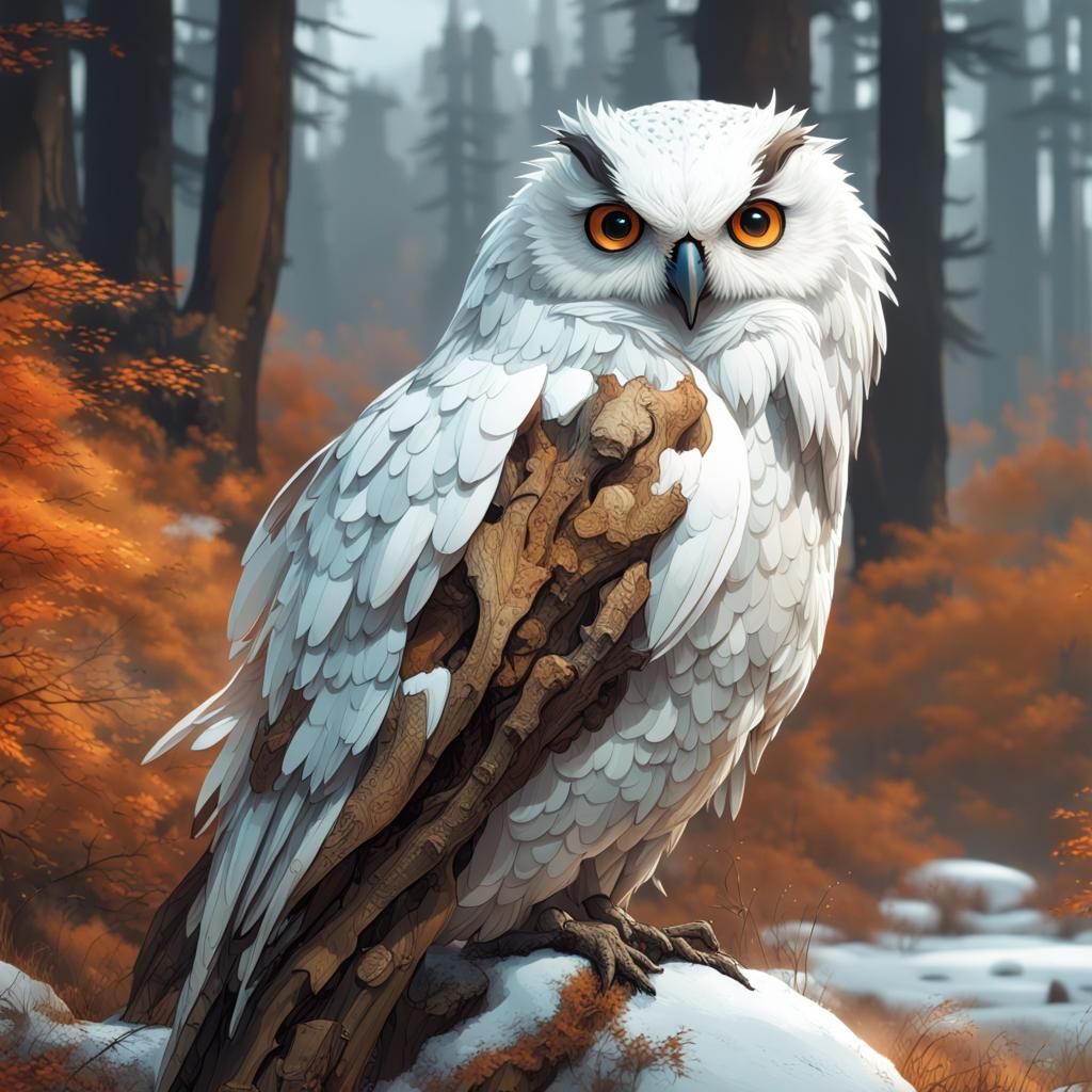 Crystal Style White Owl with Luminous Eyes