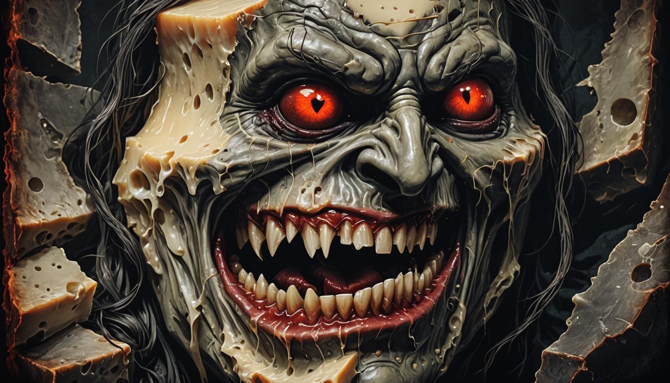 Gothic Horror Cheese with Glowing Eyes