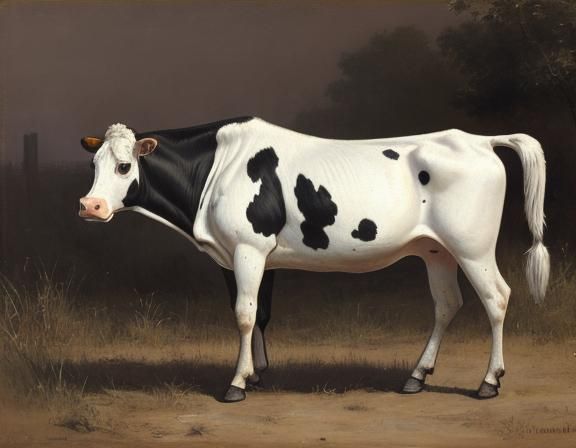 Impressionistic Oil Sketch of a Cow