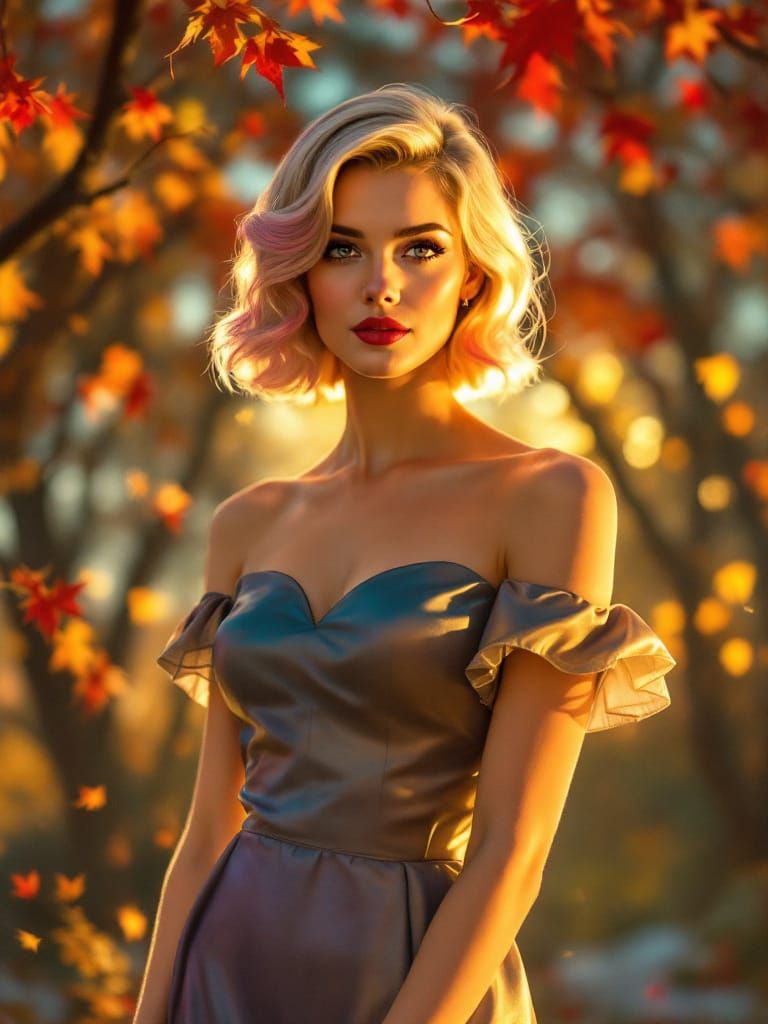 Pin-Up Woman at Autumn Festival, Nostalgic Glow