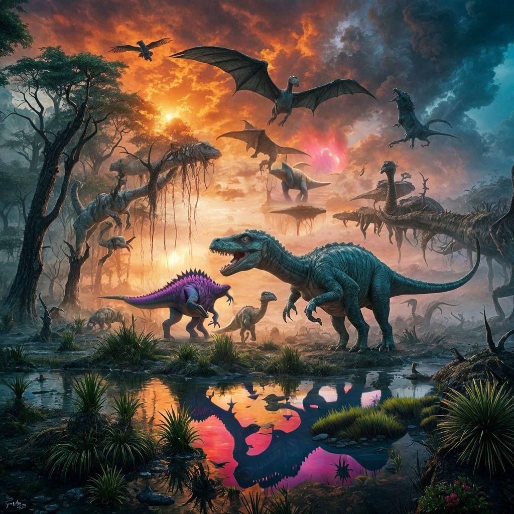 Dinosaurs Roaming Primeval Landscapes in Realistic Detail