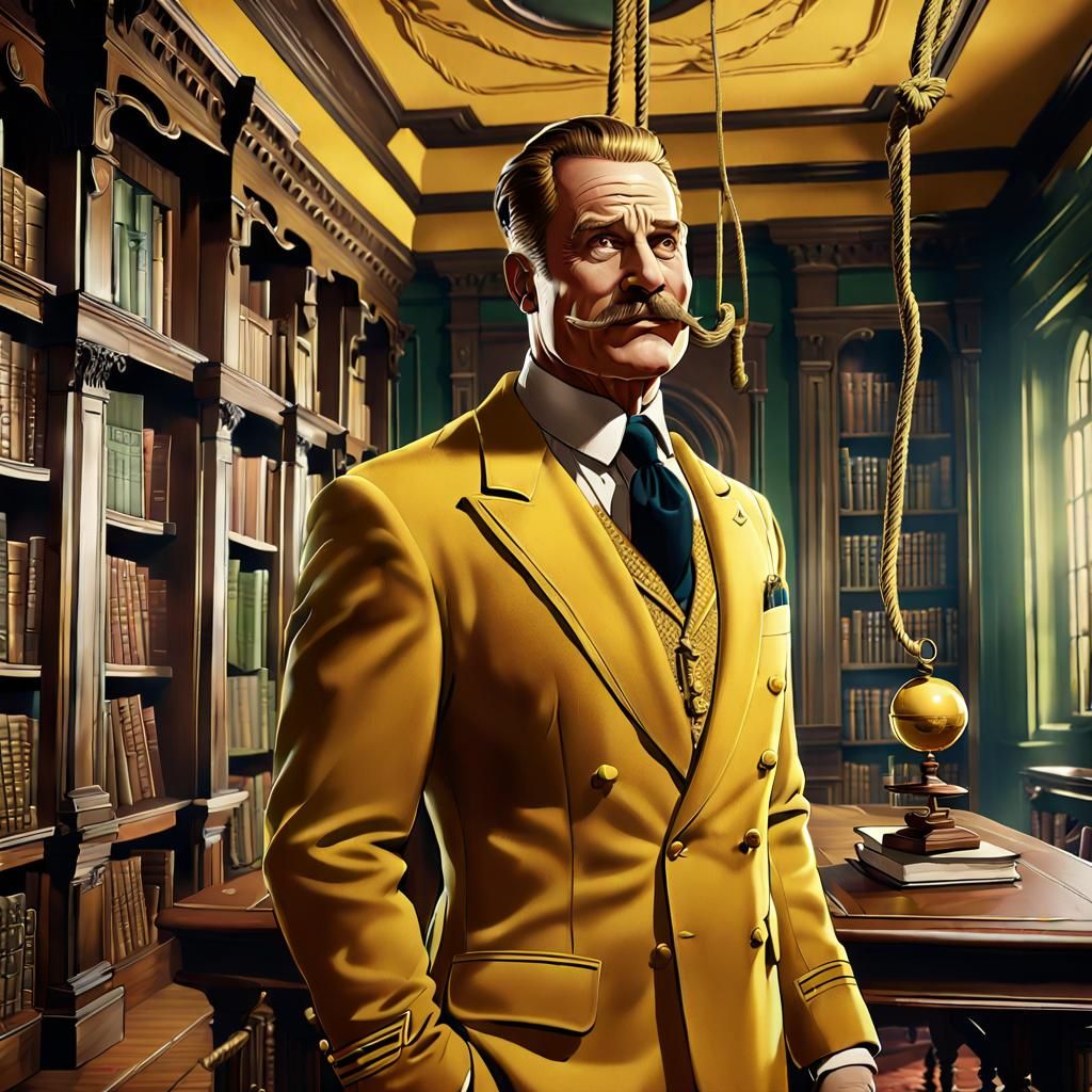 Colonel Mustard in Library: Detailed Matte Painting