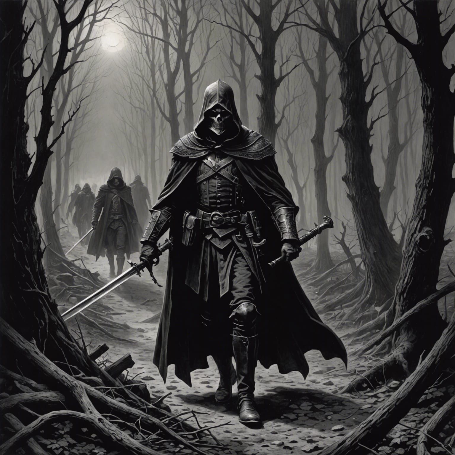 Gothic Horror Scene of Stalking Predator