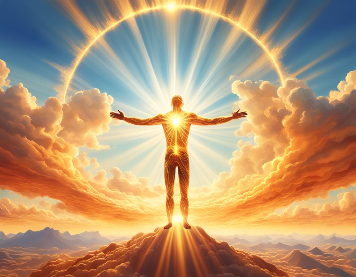 Surreal Sun God Made of Light Rays