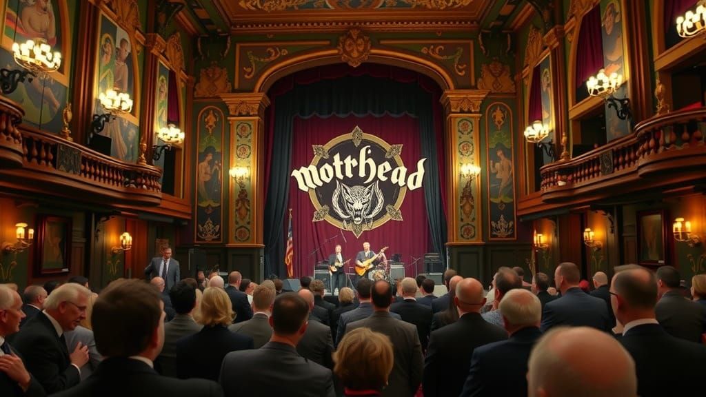 Motörhead Performs in Victorian Theater, Art Nouveau Style