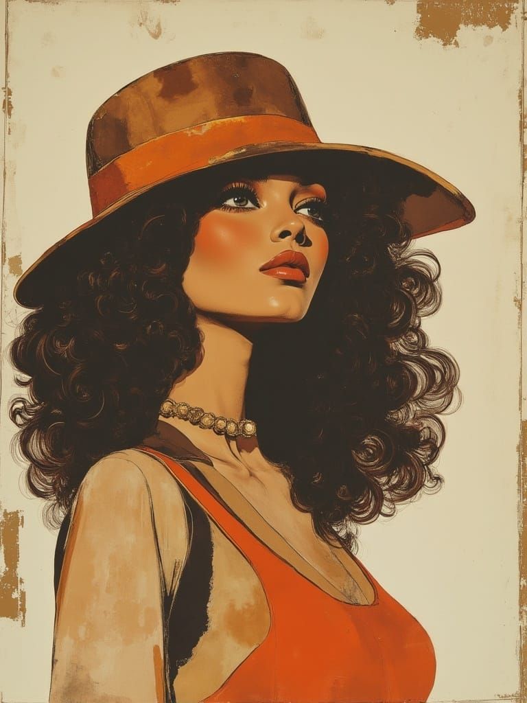 Elegant Woman with Swirling Hair in Art Deco Style