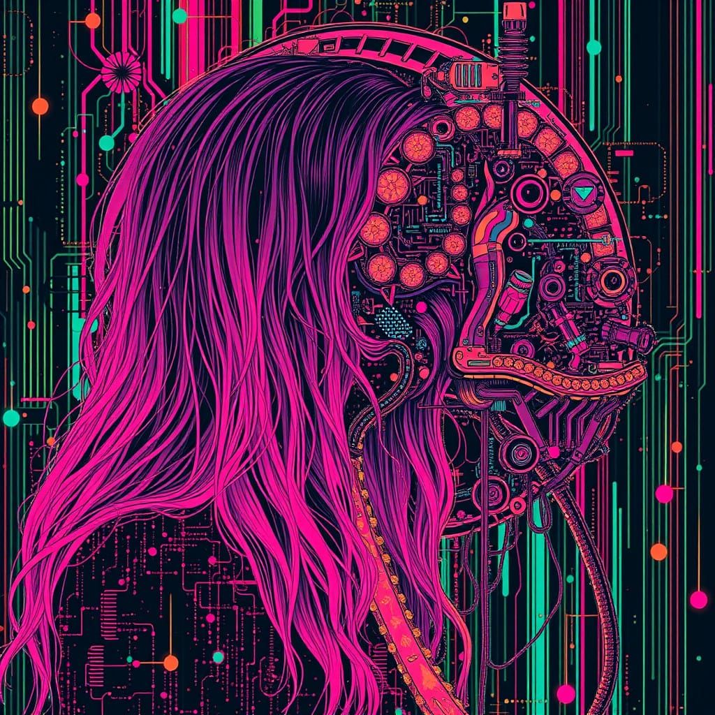 Biopunk Goddess in a Cyberpunk Aesthetic