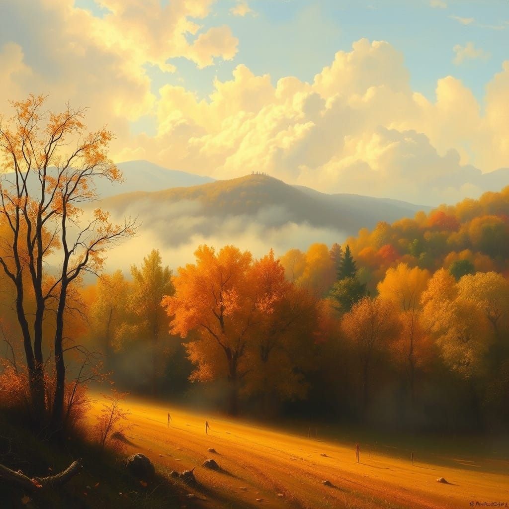 Idyllic Autumn Scene with Golden Light