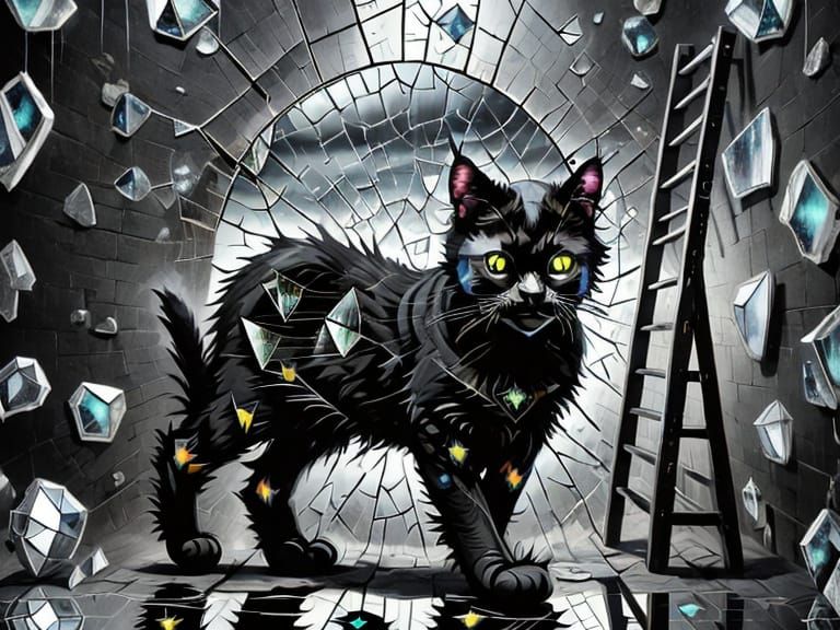 Superstitious Objects: Black Cat and Shattered Mirror