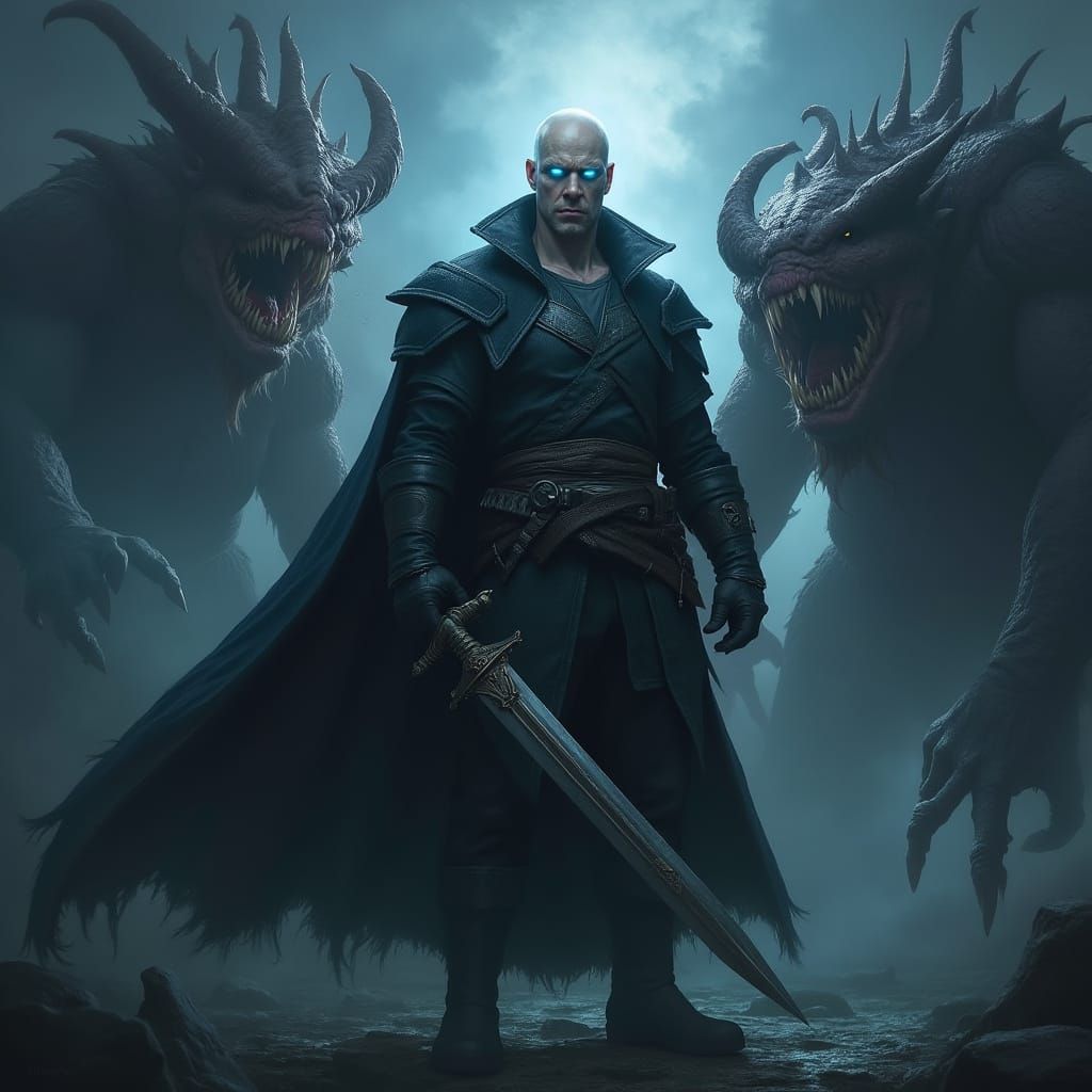 Gothic Fantasy Warrior in Dark Arcane Scene