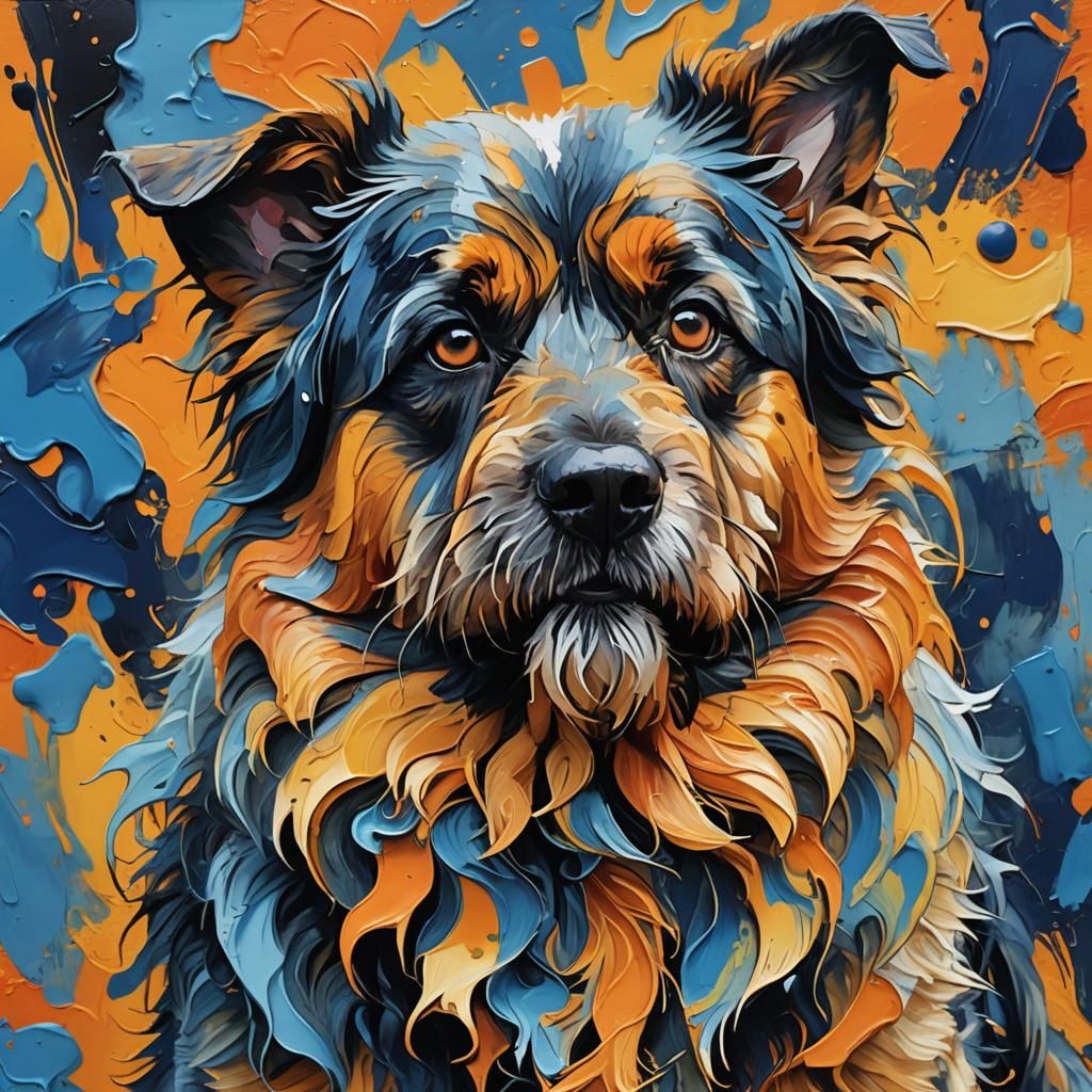 Abstract Dog Portrait in Vibrant Expressionism