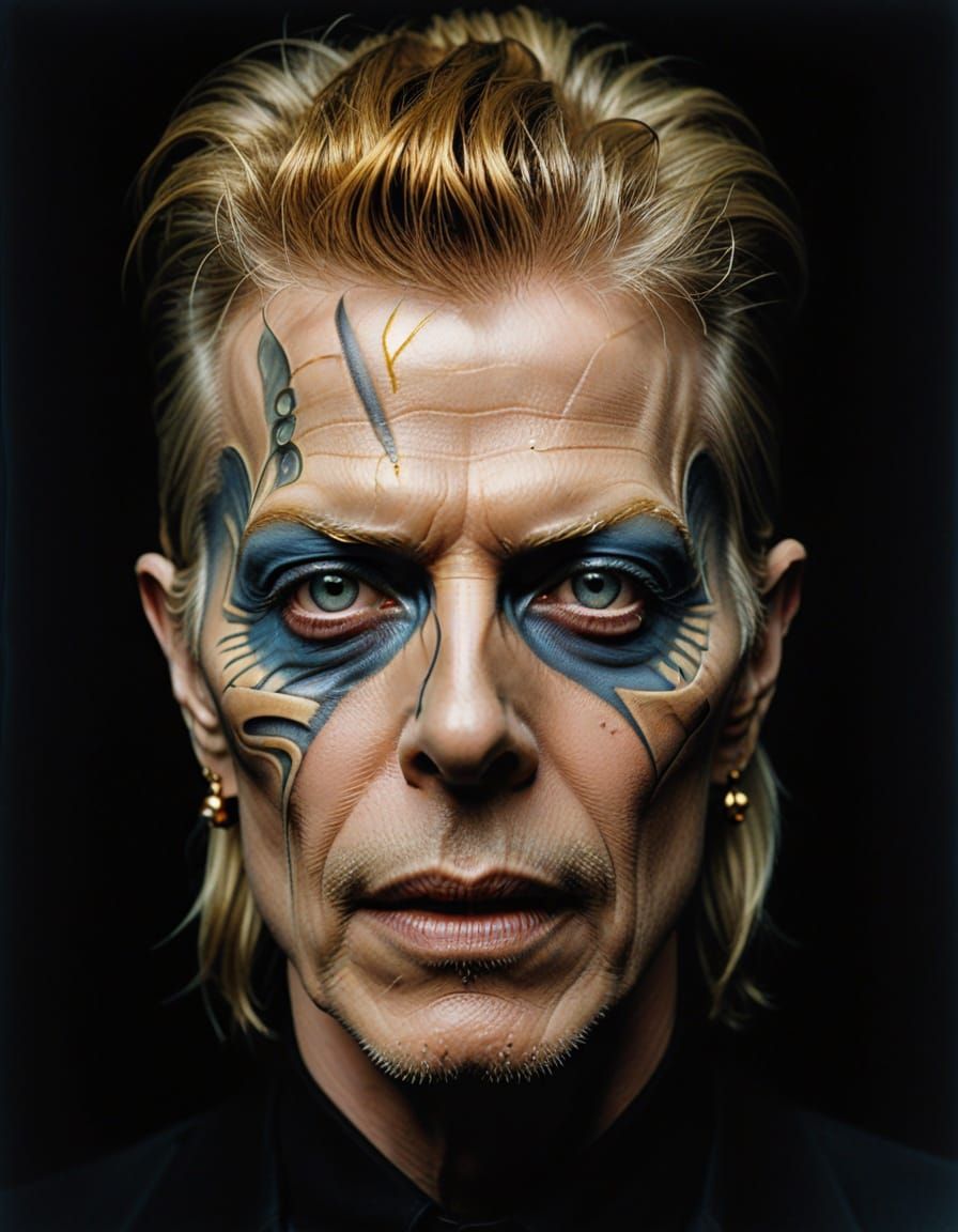 David Bowie as Giger-Inspired Cyberpunk Portrait